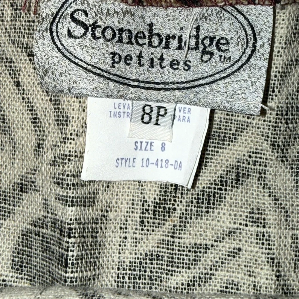 Vintage Stonebridge Petites Safari Print Skirt Size 8P Made USA Cotton Linen